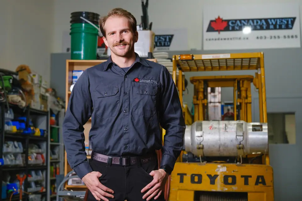 Personal branding portrait of a tradesman in his mechanical shop